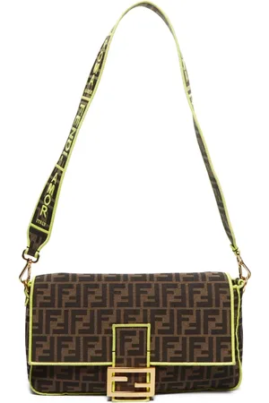 Fendi Mellemstor Baguette crossbody-taske i Zucca-kanvas fra 2010-2020