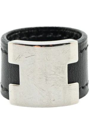Hermès Lurie ring i læder og palladiumbelægning fra 1990-2024