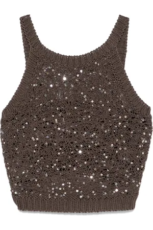 PESERICO SIGN Tanktop med pailletudsmykning