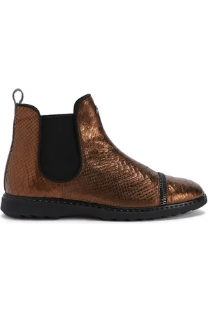 Giuseppe Zanotti Ankelstøvler i læder med præget krokodilleeffekt