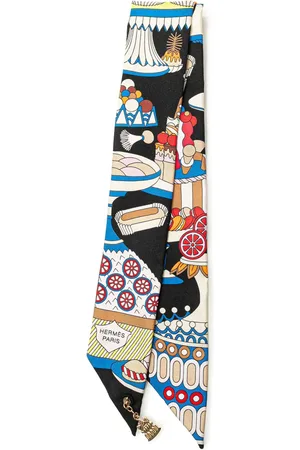 Hermès La Patisserie Francaise twilly-tørklæde i silke fra 1990-2024