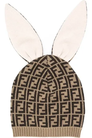 Fendi FF hat i jacquard med kaninærer