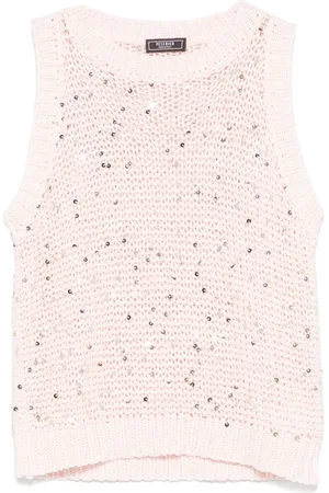 PESERICO SIGN Tricot-vest med pailletudsmykning