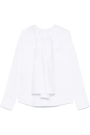 Plan C Bluse i poplin med sløjfe
