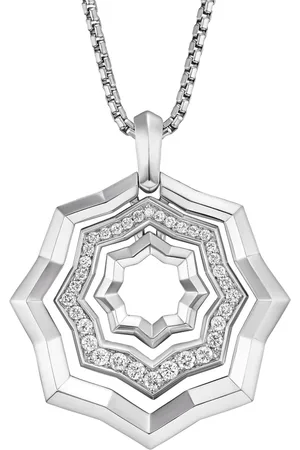 David Yurman Zig Zag Stax halskæde i sterlingsølv med diamantvedhæng
