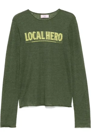 MARTINE ROSE Intarsiastrikket sweater med logo