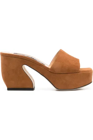 Sergio Rossi 90 mm mules i ruskind
