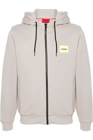 HUGO BOSS Hættetrøje med lynlås og logomærke