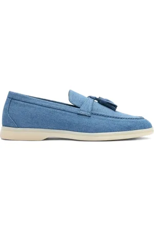 Scarosso Leandra loafers i denim med kvastdetalje