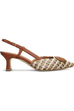 Julie Dee 65 mm slingback-pumps i vævet bast