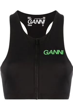 Ganni Top med logotryk og lynlås