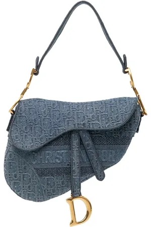 Dior Oblique Saddle skuldertaske i denim med broderi fra 2019