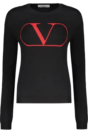 VALENTINO GARAVANI Intarsiastrikket trøje med logo