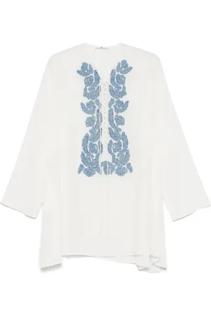 ERMANNO SCERVINO Tunika i crepe-de-chine med blomstret applikation