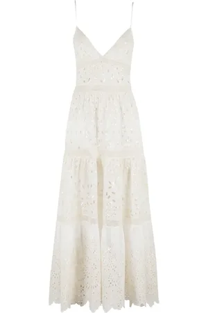Ermanno Firenze Lang kjole i broderie anglaise