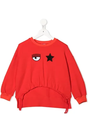 Chiara Ferragni Sweatshirt med broderet logo og sænket skulder