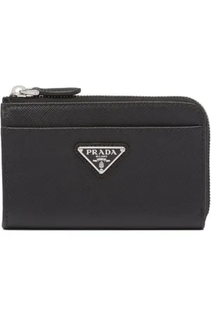 Prada Nøglering i læder med trekantet logo