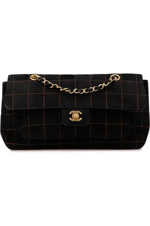 CHANEL Choco Bar Flap skuldertaske i ruskind med kæde fra 2002-2003