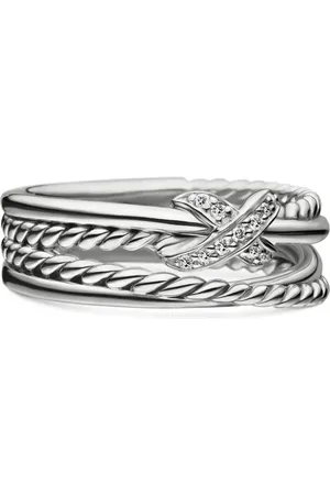 David Yurman X Crossover-ring i sterlingsølv med diamanter (6 mm)