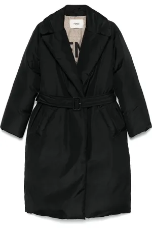 Fendi Trenchcoat med logobroderi og hætte