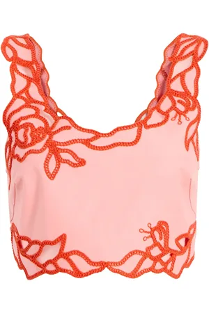 Cinq A Sept Cropped blomsterbroderet top