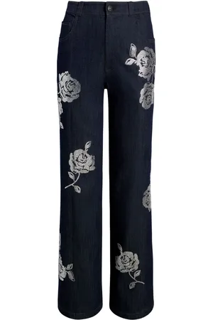Cinq A Sept Jeans med brede ben og blomstret broderi