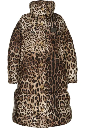 Dolce & Gabbana Oversize polstret frakke med leopardtryk