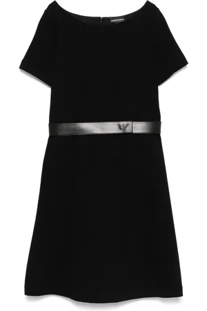 Emporio Armani Kort Ottoman-jersey kjole med bælte