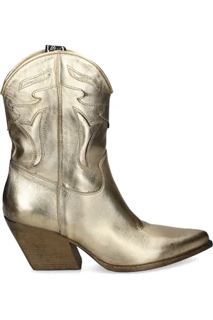 Elena Iachi 70mm cowboy-støvler i metallisk læder