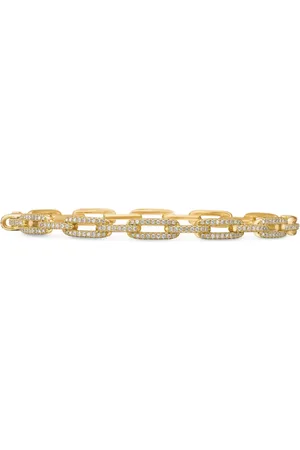 David Yurman Stax Chain Link armbånd i 18 karat guld med diamanter (4 mm)