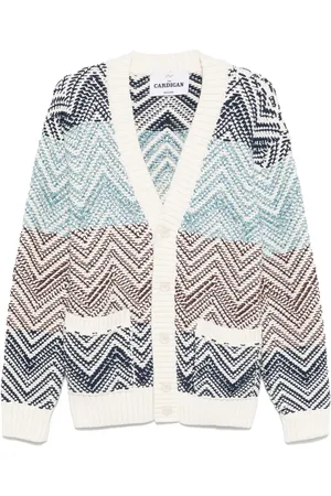 Missoni Cardigan i hæklet strik med makro-zigzag