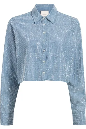 Cinq A Sept Glitrende cropped skjorte
