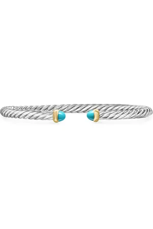 David Yurman Cable Flex armbånd i 14 karat guld med turkissten (4 mm)