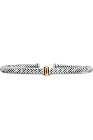 David Yurman Classic Cable Station armbånd i 18 karat gulguld og sterlingsølv (4 mm)