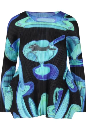 PLEATS PLEASE ISSEY MIYAKE Plisseret top med abstrakt tryk
