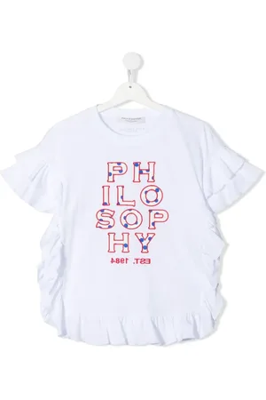 PHILOSOPHY DI LORENZO SERAFINI TEEN bluse med broderet logo og flæser