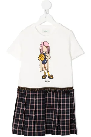 Fendi Ternet kjole med illustreret tryk