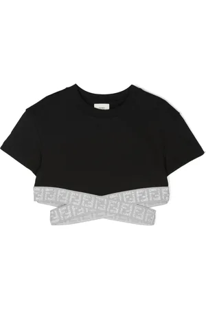 Fendi Cropped T-shirt med logobånd i taljen