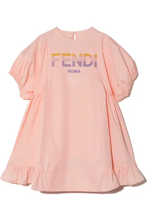 Fendi Kjole med logotryk og flæsekant