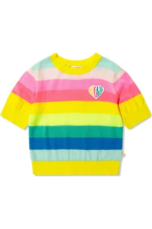 Billieblush Stribet T-shirt i strik med logomærke