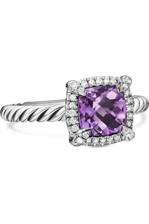 David Yurman Petite Chatelaine ring i sterlingsølv med ametyst og diamant (7 mm)