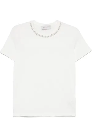 Ermanno Firenze T-shirt med krystaludsmykning