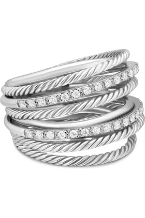 David Yurman Crossover-ring i sterlingsølv med diamanter (17,8 mm)