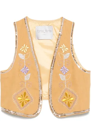 FORTE FORTE Vest med blomstret broderi