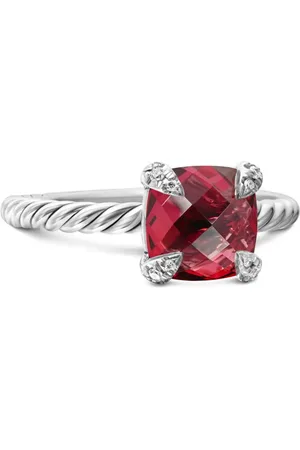 David Yurman Chatelaine ring i sterlingsølv med rhodolit, granat og diamant (8 mm)