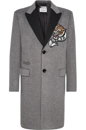 Philipp Plein Enkeltradet frakke med tigermærke