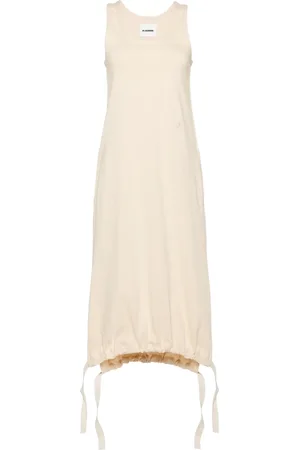 Jil Sander Lang kjole i jersey med monogram-broderi