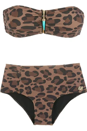 Brigitte Bandeau-bikini med leopardtryk