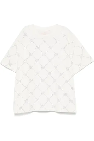 MISS BLUMARINE T-shirt med krystallogo
