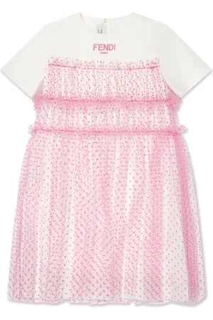 Fendi T-shirt-kjole med broderet logo og tylskørt